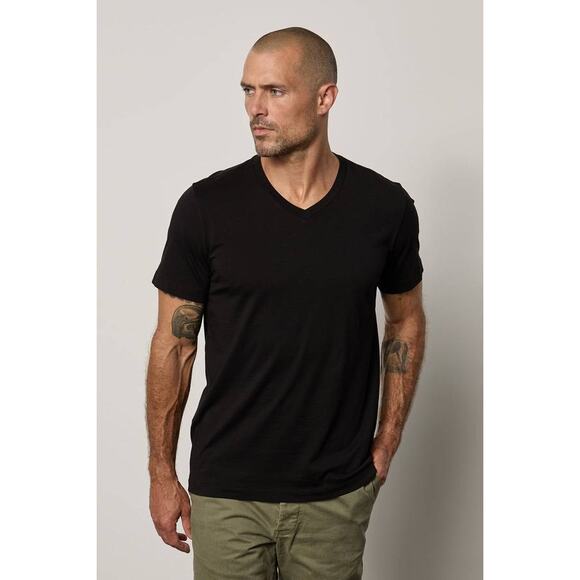 Velvet by Graham & Spencer Mens Marshall V Neck Tee Shirt in Black XXL - Picture 1 of 5